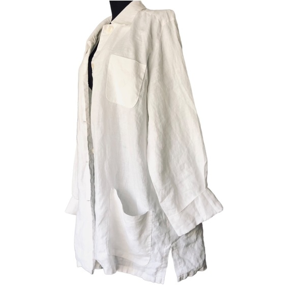 LAUREN Ralph Lauren Linen White Long Button Down Shirt - Picture 13 of 16